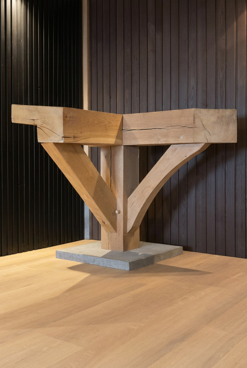 Eikenhout constructiedetail voor maatwerk buitenverblijf in de Inspiratie & Design Studio