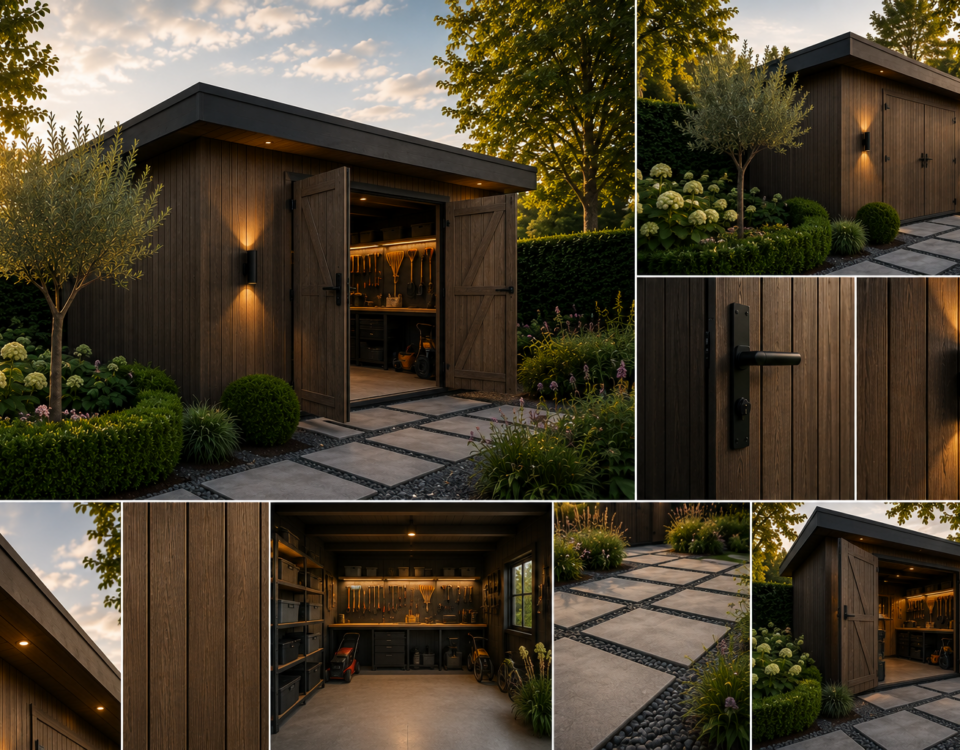 Details van maatwerk houten schuur en tuinopslag van Van Dorresteijn Buitenverblijven