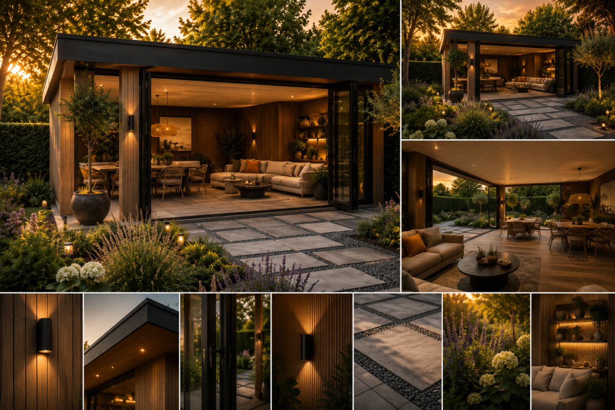 Details van luxe houten tuinkamer op maat van Van Dorresteijn Buitenverblijven