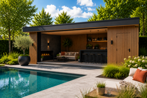 Luxe poolhouse met berging en zwembad van Van Dorresteijn Buitenverblijven