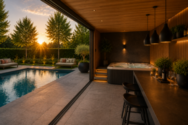 Luxe poolhouse met whirlpool en zwembad van Van Dorresteijn Buitenverblijven