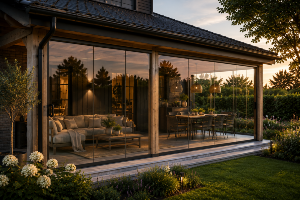 Veranda met schuifbare wand